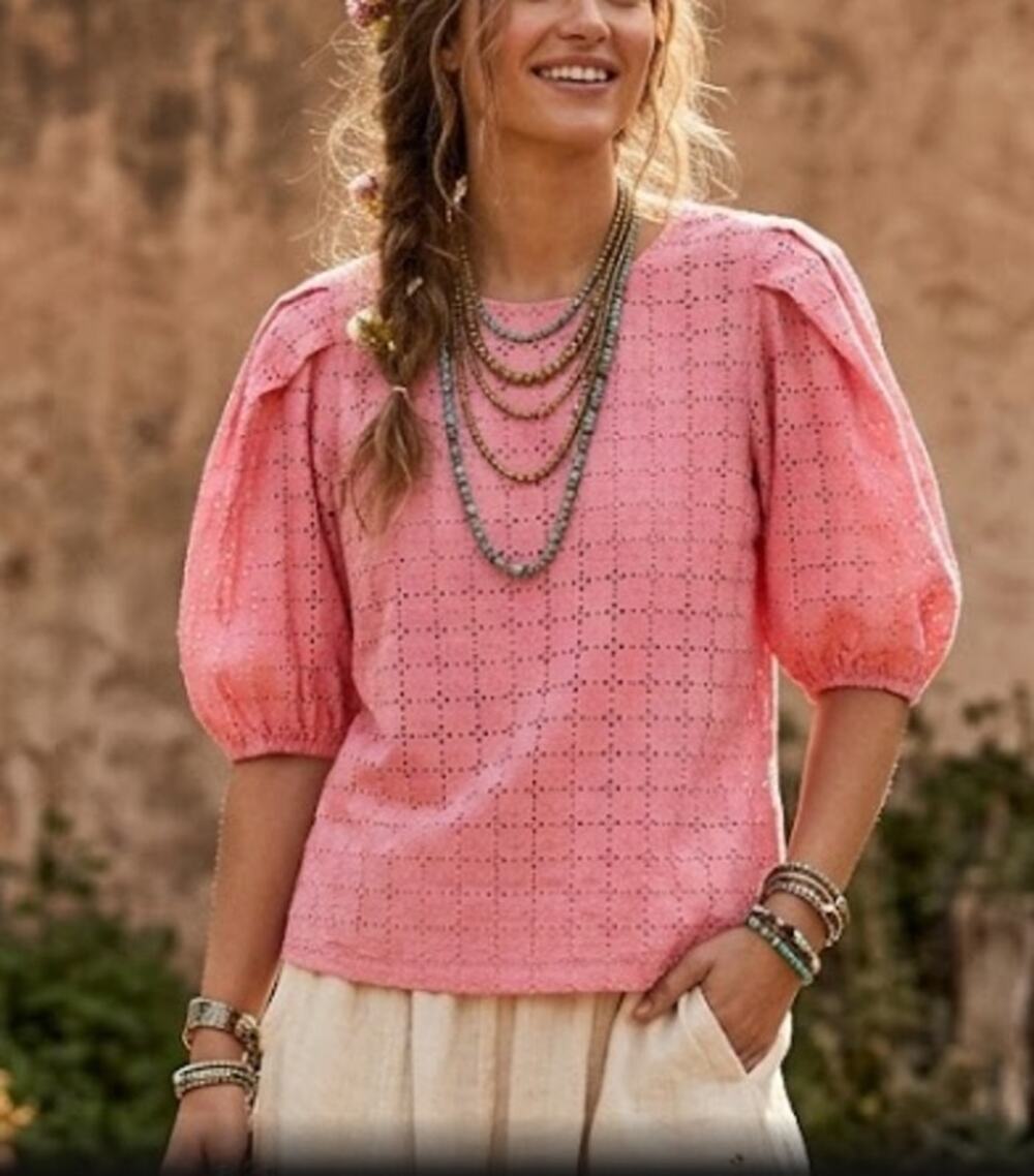 165 NWT English Factory Embroidered Eyelet Cotton Top | Pink | Medium